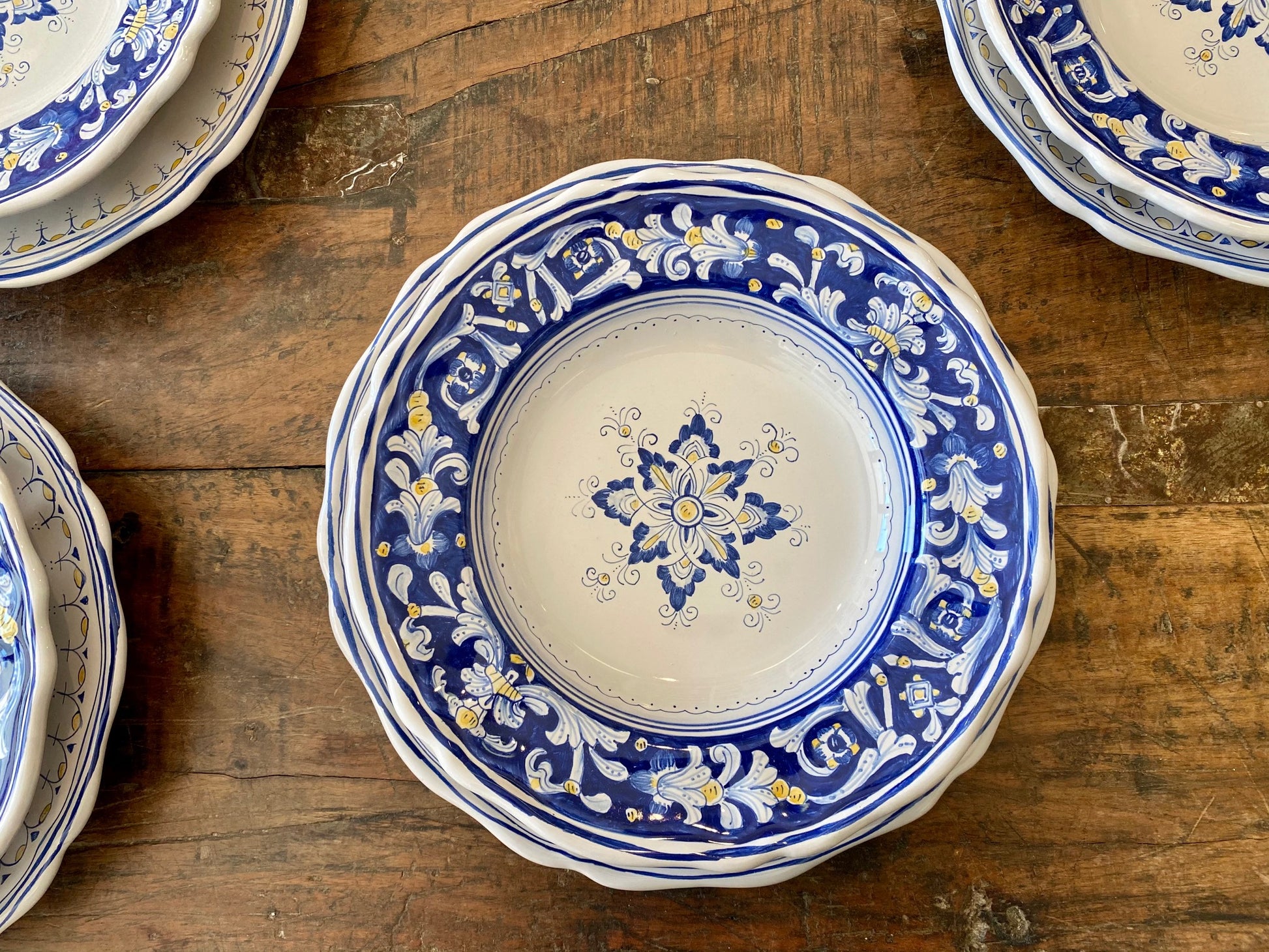 Antico Deruta Dinner Plate, Simplified - Set of 4, ceramics, pottery, italian design, majolica, handmade, handcrafted, handpainted, home decor, kitchen art, home goods, deruta, majolica, Artisan, treasures, traditional art, modern art, gift ideas, style, SF, shop small business, artists, shop online, landmark store, legacy, one of a kind, limited edition, gift guide, gift shop, retail shop, decorations, shopping, italy, home staging, home decorating, home interiors