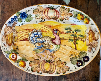 Limited Edition Oval Turkey Platter, Large, ceramics, pottery, italian design, majolica, handmade, handcrafted, handpainted, home decor, kitchen art, home goods, deruta, majolica, Artisan, treasures, traditional art, modern art, gift ideas, style, SF, shop small business, artists, shop online, landmark store, legacy, one of a kind, limited edition, gift guide, gift shop, retail shop, decorations, shopping, italy, home staging, home decorating, home interiors