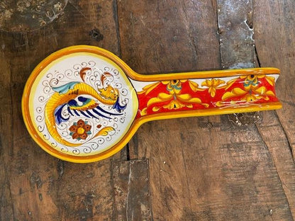 Pia's Raffaellesco Vario Rosso Spoon Rest 2, ceramics, pottery, italian design, majolica, handmade, handcrafted, handpainted, home decor, kitchen art, home goods, deruta, majolica, Artisan, treasures, traditional art, modern art, gift ideas, style, SF, shop small business, artists, shop online, landmark store, legacy, one of a kind, limited edition, gift guide, gift shop, retail shop, decorations, shopping, italy, home staging, home decorating, home interiors