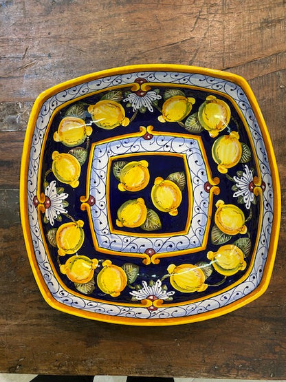 Pia Lemon Large Rounded Square Bowl, ceramics, pottery, italian design, majolica, handmade, handcrafted, handpainted, home decor, kitchen art, home goods, deruta, majolica, Artisan, treasures, traditional art, modern art, gift ideas, style, SF, shop small business, artists, shop online, landmark store, legacy, one of a kind, limited edition, gift guide, gift shop, retail shop, decorations, shopping, italy, home staging, home decorating, home interiors