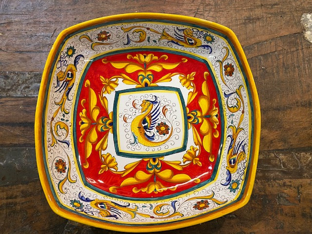 Raffaellesco Vario Ricamo Large Rounded Square Bowl, ceramics, pottery, italian design, majolica, handmade, handcrafted, handpainted, home decor, kitchen art, home goods, deruta, majolica, Artisan, treasures, traditional art, modern art, gift ideas, style, SF, shop small business, artists, shop online, landmark store, legacy, one of a kind, limited edition, gift guide, gift shop, retail shop, decorations, shopping, italy, home staging, home decorating, home interiors