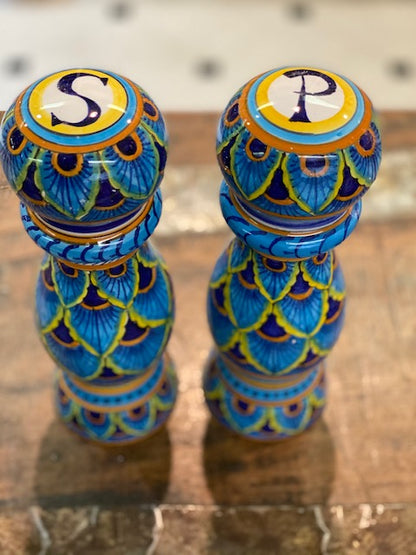 Eugenio - Peacock Pepper Grinder, ceramics, pottery, italian design, majolica, handmade, handcrafted, handpainted, home decor, kitchen art, home goods, deruta, majolica, Artisan, treasures, traditional art, modern art, gift ideas, style, SF, shop small business, artists, shop online, landmark store, legacy, one of a kind, limited edition, gift guide, gift shop, retail shop, decorations, shopping, italy, home staging, home decorating, home interiors