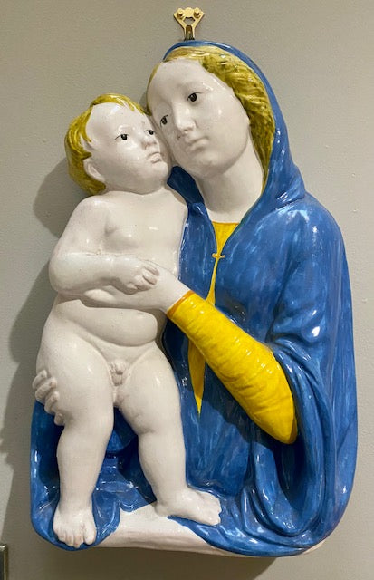 Della Robbia Madonna & Child, ceramics, pottery, italian design, majolica, handmade, handcrafted, handpainted, home decor, kitchen art, home goods, deruta, majolica, Artisan, treasures, traditional art, modern art, gift ideas, style, SF, shop small business, artists, shop online, landmark store, legacy, one of a kind, limited edition, gift guide, gift shop, retail shop, decorations, shopping, italy, home staging, home decorating, home interiors