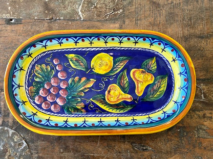 Collectible Majolica Oval Tray B-57, ceramics, pottery, italian design, majolica, handmade, handcrafted, handpainted, home decor, kitchen art, home goods, deruta, majolica, Artisan, treasures, traditional art, modern art, gift ideas, style, SF, shop small business, artists, shop online, landmark store, legacy, one of a kind, limited edition, gift guide, gift shop, retail shop, decorations, shopping, italy, home staging, home decorating, home interiors