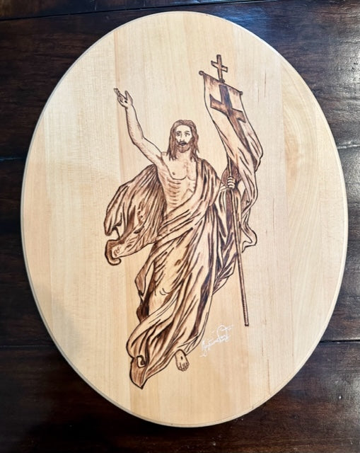 Oval Jesus in Pyrography |l PRE-ORDER – Biordi Art Imports