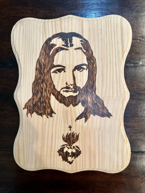 Sacred Heart Jesus in Pyrography | PRE-ORDER