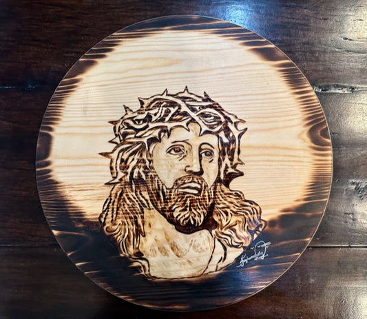 Jesus with Thorn Crown in Pyrography | PRE-ORDER