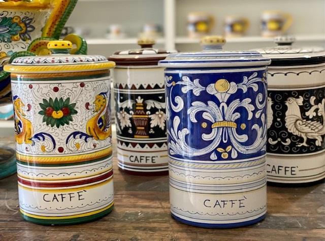 La Colombe Caffe Canister, ceramics, pottery, italian design, majolica, handmade, handcrafted, handpainted, home decor, kitchen art, home goods, deruta, majolica, Artisan, treasures, traditional art, modern art, gift ideas, style, SF, shop small business, artists, shop online, landmark store, legacy, one of a kind, limited edition, gift guide, gift shop, retail shop, decorations, shopping, italy, home staging, home decorating, home interiors