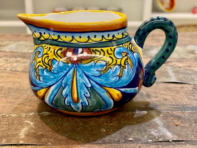 Collectible Majolica Creamer B-64, ceramics, pottery, italian design, majolica, handmade, handcrafted, handpainted, home decor, kitchen art, home goods, deruta, majolica, Artisan, treasures, traditional art, modern art, gift ideas, style, SF, shop small business, artists, shop online, landmark store, legacy, one of a kind, limited edition, gift guide, gift shop, retail shop, decorations, shopping, italy, home staging, home decorating, home interiors