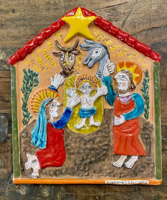 Susanna De Simone Nativity Scene, ceramics, pottery, italian design, majolica, handmade, handcrafted, handpainted, home decor, kitchen art, home goods, deruta, majolica, Artisan, treasures, traditional art, modern art, gift ideas, style, SF, shop small business, artists, shop online, landmark store, legacy, one of a kind, limited edition, gift guide, gift shop, retail shop, decorations, shopping, italy, home staging, home decorating, home interiors