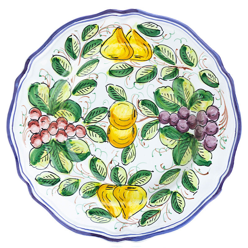 Frutta Plate - Pasta/ Soup, Full Design, ceramics, pottery, italian design, majolica, handmade, handcrafted, handpainted, home decor, kitchen art, home goods, deruta, majolica, Artisan, treasures, traditional art, modern art, gift ideas, style, SF, shop small business, artists, shop online, landmark store, legacy, one of a kind, limited edition, gift guide, gift shop, retail shop, decorations, shopping, italy, home staging, home decorating, home interiors