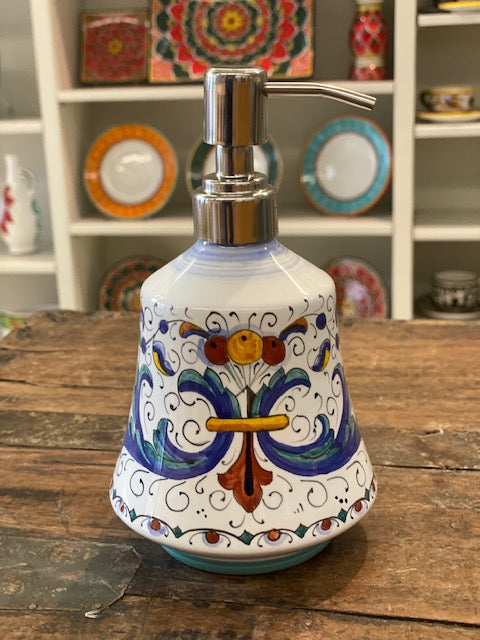 Ricco Deruta - Soap Dispenser, ceramics, pottery, italian design, majolica, handmade, handcrafted, handpainted, home decor, kitchen art, home goods, deruta, majolica, Artisan, treasures, traditional art, modern art, gift ideas, style, SF, shop small business, artists, shop online, landmark store, legacy, one of a kind, limited edition, gift guide, gift shop, retail shop, decorations, shopping, italy, home staging, home decorating, home interiors