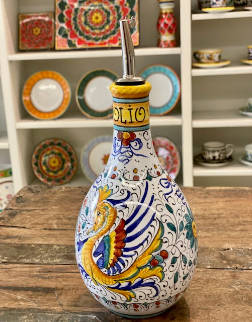 Raffaellesco - Olive Oil Bottle, ceramics, pottery, italian design, majolica, handmade, handcrafted, handpainted, home decor, kitchen art, home goods, deruta, majolica, Artisan, treasures, traditional art, modern art, gift ideas, style, SF, shop small business, artists, shop online, landmark store, legacy, one of a kind, limited edition, gift guide, gift shop, retail shop, decorations, shopping, italy, home staging, home decorating, home interiors