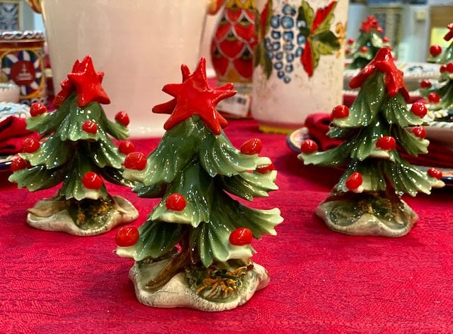 Red & Green Mini Christmas Tree, ceramics, pottery, italian design, majolica, handmade, handcrafted, handpainted, home decor, kitchen art, home goods, deruta, majolica, Artisan, treasures, traditional art, modern art, gift ideas, style, SF, shop small business, artists, shop online, landmark store, legacy, one of a kind, limited edition, gift guide, gift shop, retail shop, decorations, shopping, italy, home staging, home decorating, home interiors