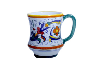 Ricco Deruta Curved Mug, ceramics, pottery, italian design, majolica, handmade, handcrafted, handpainted, home decor, kitchen art, home goods, deruta, majolica, Artisan, treasures, traditional art, modern art, gift ideas, style, SF, shop small business, artists, shop online, landmark store, legacy, one of a kind, limited edition, gift guide, gift shop, retail shop, decorations, shopping, italy, home staging, home decorating, home interiors