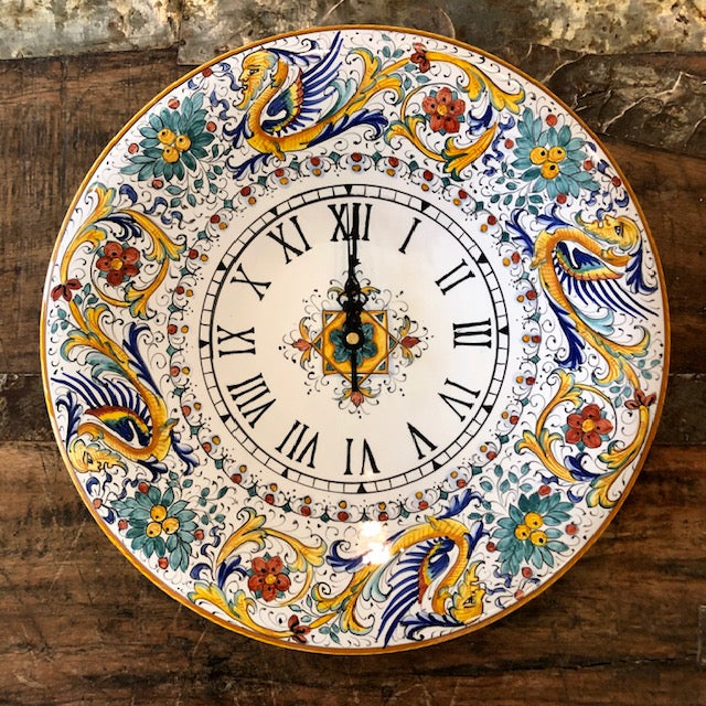 Raffaellesco - Wall Clock, ceramics, pottery, italian design, majolica, handmade, handcrafted, handpainted, home decor, kitchen art, home goods, deruta, majolica, Artisan, treasures, traditional art, modern art, gift ideas, style, SF, shop small business, artists, shop online, landmark store, legacy, one of a kind, limited edition, gift guide, gift shop, retail shop, decorations, shopping, italy, home staging, home decorating, home interiors