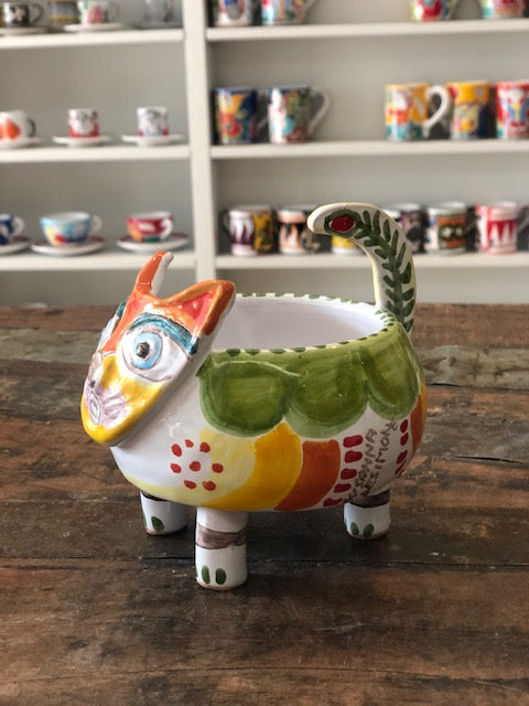 Mini Cat Cachepot, ceramics, pottery, italian design, majolica, handmade, handcrafted, handpainted, home decor, kitchen art, home goods, deruta, majolica, Artisan, treasures, traditional art, modern art, gift ideas, style, SF, shop small business, artists, shop online, landmark store, legacy, one of a kind, limited edition, gift guide, gift shop, retail shop, decorations, shopping, italy, home staging, home decorating, home interiors