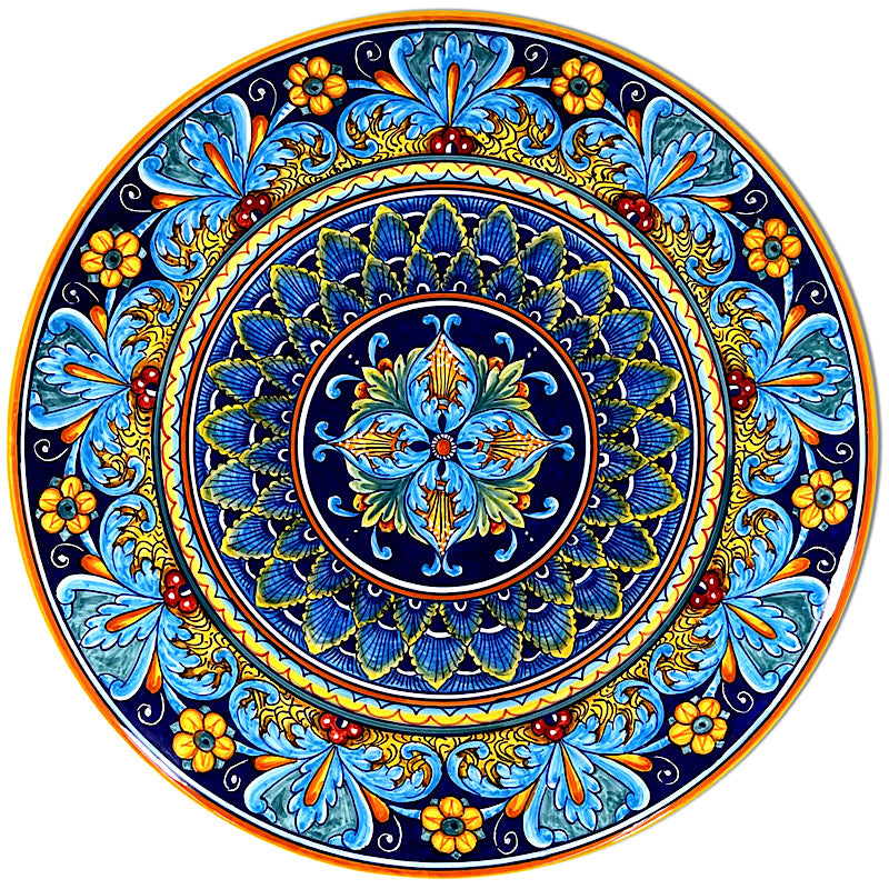 Collectible Majolica Wall Plate 20", ceramics, pottery, italian design, majolica, handmade, handcrafted, handpainted, home decor, kitchen art, home goods, deruta, majolica, Artisan, treasures, traditional art, modern art, gift ideas, style, SF, shop small business, artists, shop online, landmark store, legacy, one of a kind, limited edition, gift guide, gift shop, retail shop, decorations, shopping, italy, home staging, home decorating, home interiors