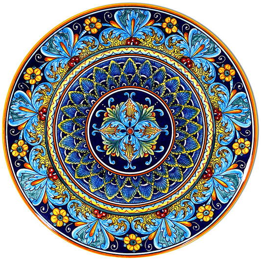 Collectible Majolica Wall Plate 20", ceramics, pottery, italian design, majolica, handmade, handcrafted, handpainted, home decor, kitchen art, home goods, deruta, majolica, Artisan, treasures, traditional art, modern art, gift ideas, style, SF, shop small business, artists, shop online, landmark store, legacy, one of a kind, limited edition, gift guide, gift shop, retail shop, decorations, shopping, italy, home staging, home decorating, home interiors