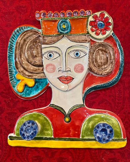 Susanna De Simone Princess Wall Coat Hanger, ceramics, pottery, italian design, majolica, handmade, handcrafted, handpainted, home decor, kitchen art, home goods, deruta, majolica, Artisan, treasures, traditional art, modern art, gift ideas, style, SF, shop small business, artists, shop online, landmark store, legacy, one of a kind, limited edition, gift guide, gift shop, retail shop, decorations, shopping, italy, home staging, home decorating, home interiors