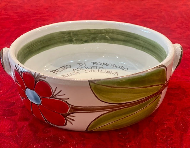 Recipe Bowl Pesto di Pomodoro - Large, ceramics, pottery, italian design, majolica, handmade, handcrafted, handpainted, home decor, kitchen art, home goods, deruta, majolica, Artisan, treasures, traditional art, modern art, gift ideas, style, SF, shop small business, artists, shop online, landmark store, legacy, one of a kind, limited edition, gift guide, gift shop, retail shop, decorations, shopping, italy, home staging, home decorating, home interiors
