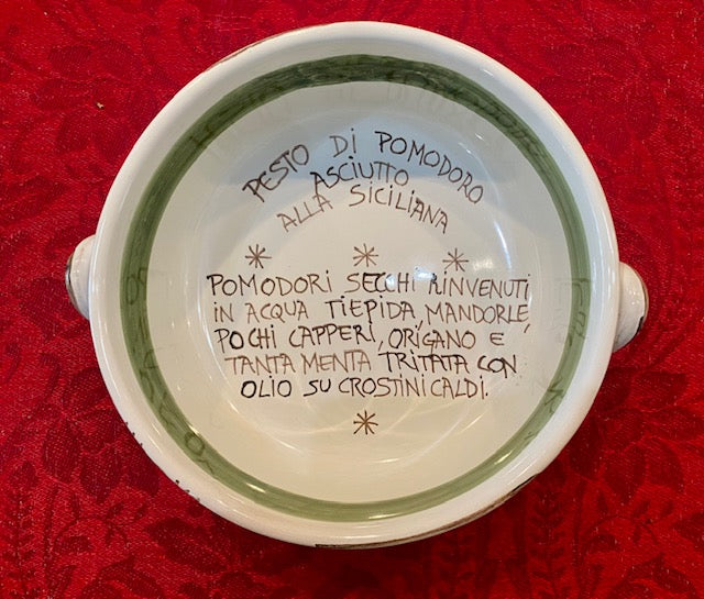 Recipe Bowl Pesto di Pomodoro - Large, ceramics, pottery, italian design, majolica, handmade, handcrafted, handpainted, home decor, kitchen art, home goods, deruta, majolica, Artisan, treasures, traditional art, modern art, gift ideas, style, SF, shop small business, artists, shop online, landmark store, legacy, one of a kind, limited edition, gift guide, gift shop, retail shop, decorations, shopping, italy, home staging, home decorating, home interiors