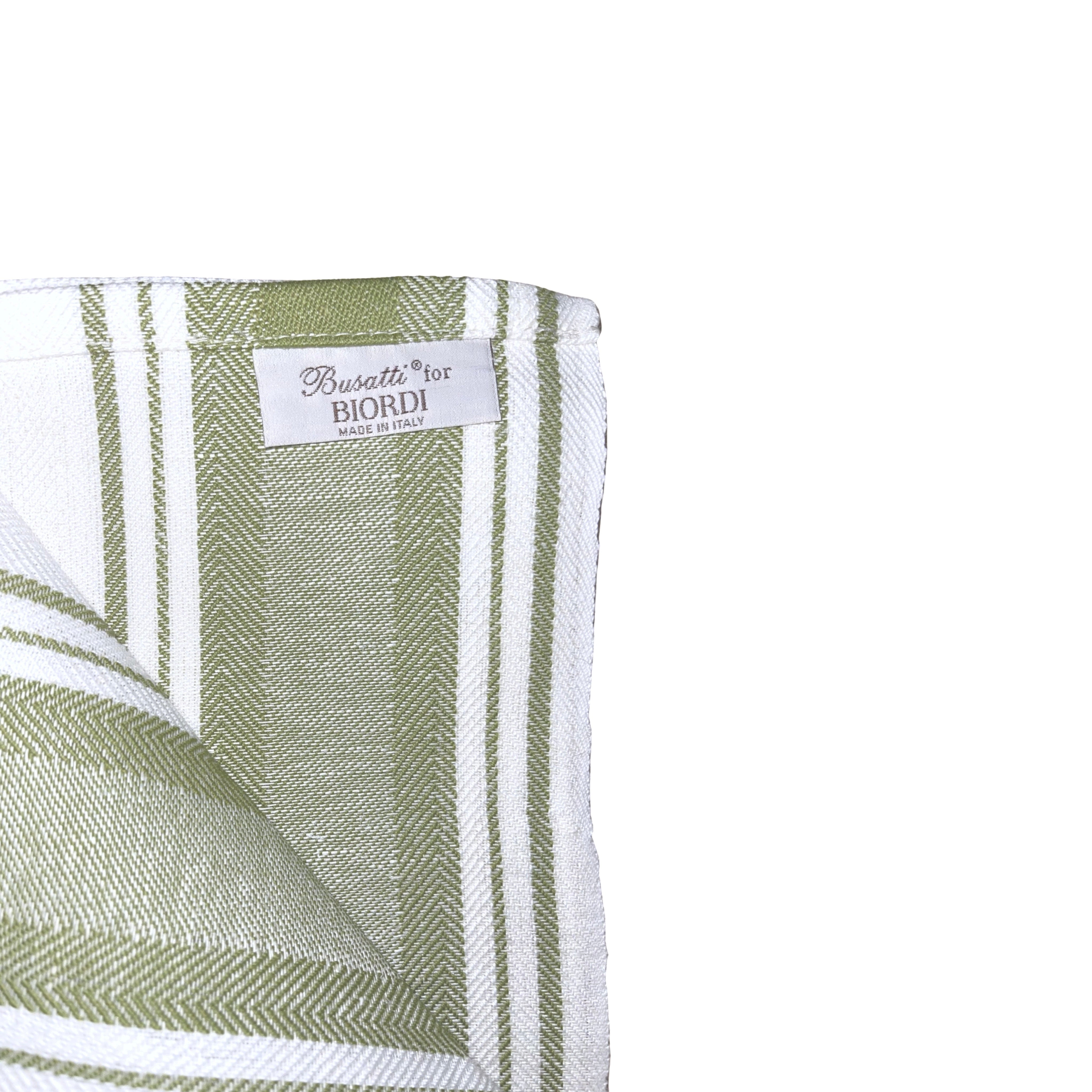 Linen Casa Kitchen Towel - Green Stripes on White