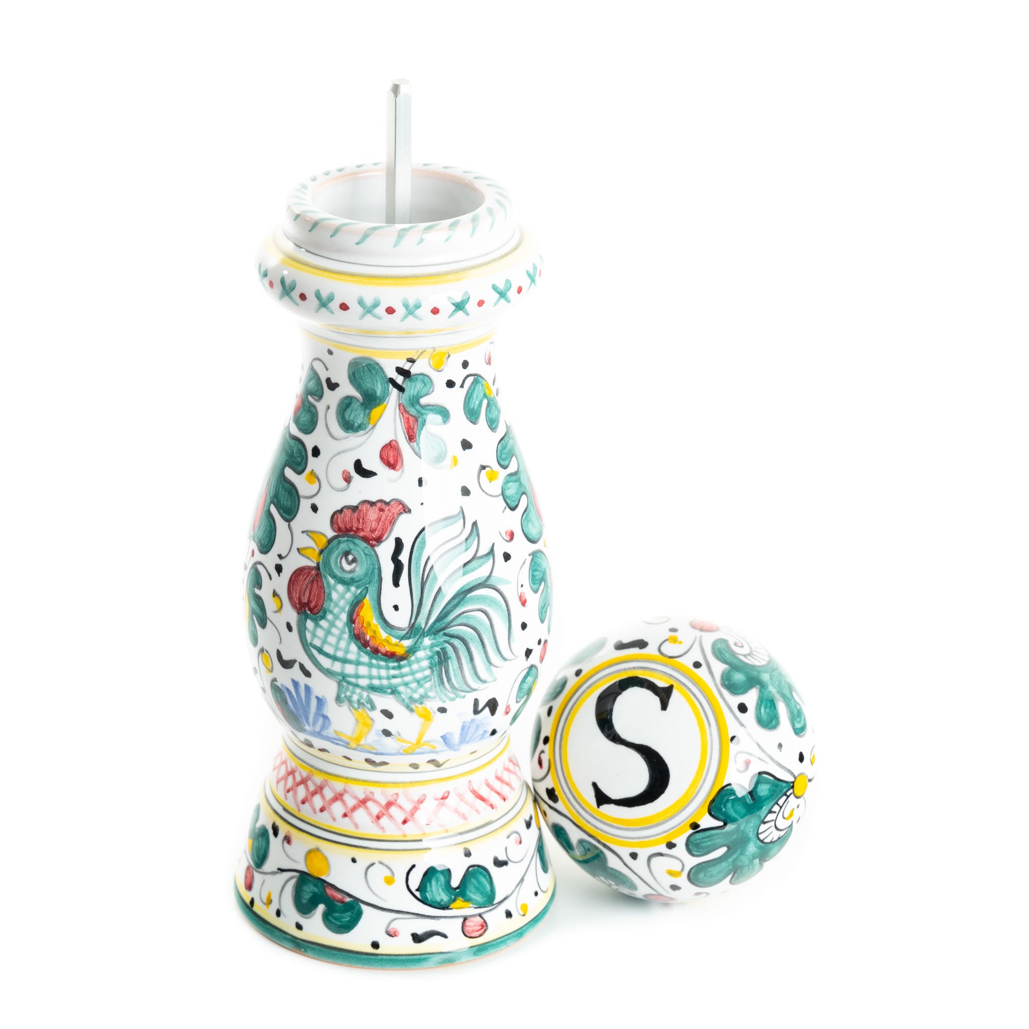 Orvieto - Salt & Pepper Grinder Set, ceramics, pottery, italian design, majolica, handmade, handcrafted, handpainted, home decor, kitchen art, home goods, deruta, majolica, Artisan, treasures, traditional art, modern art, gift ideas, style, SF, shop small business, artists, shop online, landmark store, legacy, one of a kind, limited edition, gift guide, gift shop, retail shop, decorations, shopping, italy, home staging, home decorating, home interiors