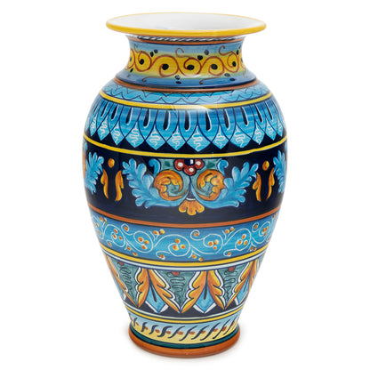 Hand-painted Italian majolica 12-inch vase by Deruta master artisan Eugenio Ricciarelli — Biordi Art Imports