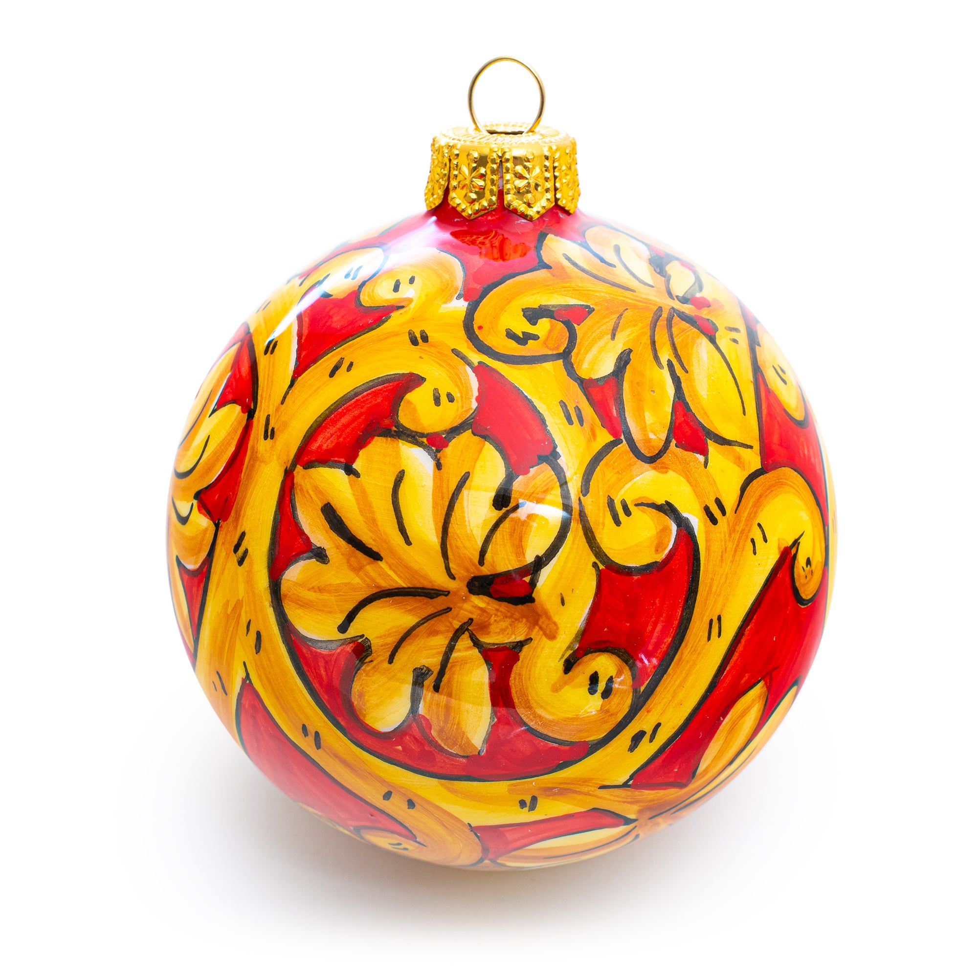 Pia's Ricamo Rosso Ornament - Set of 6, ceramics, pottery, italian design, majolica, handmade, handcrafted, handpainted, home decor, kitchen art, home goods, deruta, majolica, Artisan, treasures, traditional art, modern art, gift ideas, style, SF, shop small business, artists, shop online, landmark store, legacy, one of a kind, limited edition, gift guide, gift shop, retail shop, decorations, shopping, italy, home staging, home decorating, home interiors