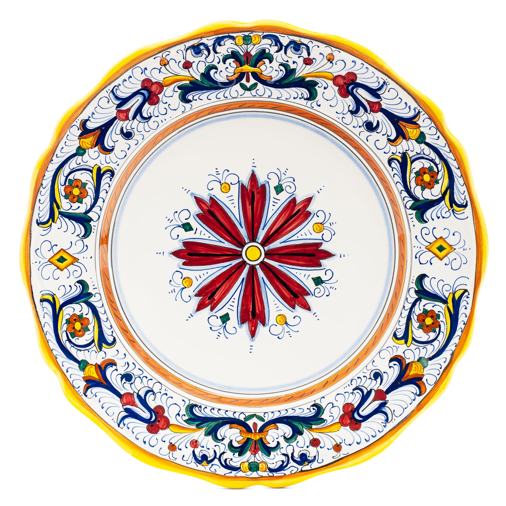 Ricco Deruta Dinner Plate, Full Design - Set of 4, ceramics, pottery, italian design, majolica, handmade, handcrafted, handpainted, home decor, kitchen art, home goods, deruta, majolica, Artisan, treasures, traditional art, modern art, gift ideas, style, SF, shop small business, artists, shop online, landmark store, legacy, one of a kind, limited edition, gift guide, gift shop, retail shop, decorations, shopping, italy, home staging, home decorating, home interiors