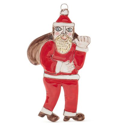 Susanna De Simone Santa Ornament with Bag, ceramics, pottery, italian design, majolica, handmade, handcrafted, handpainted, home decor, kitchen art, home goods, deruta, majolica, Artisan, treasures, traditional art, modern art, gift ideas, style, SF, shop small business, artists, shop online, landmark store, legacy, one of a kind, limited edition, gift guide, gift shop, retail shop, decorations, shopping, italy, home staging, home decorating, home interiors