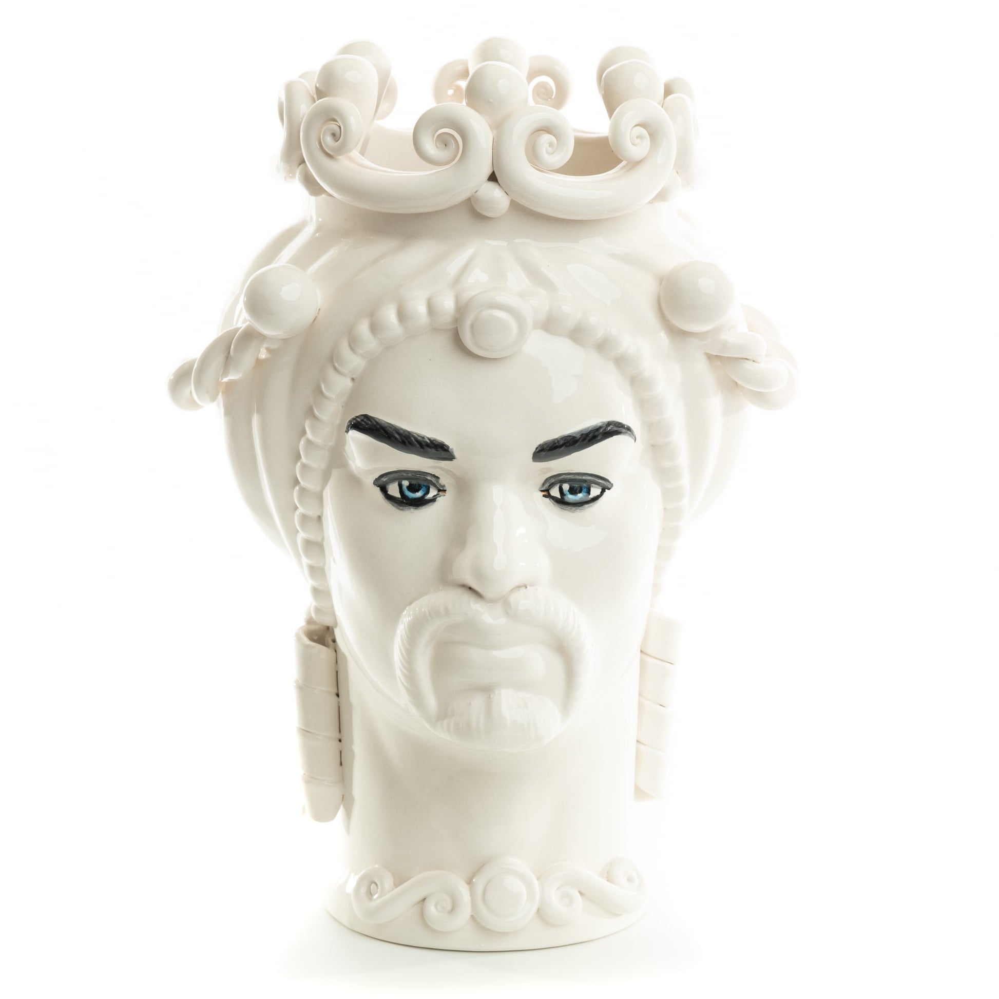 Schittone Modern Moro Moorish Head Blue Eyes, Schittone, ceramics, pottery, italian design, majolica, handmade, handcrafted, handpainted, home decor, kitchen art, home goods, deruta, majolica, Artisan, treasures, traditional art, modern art, gift ideas, style, SF, shop small business, artists, shop online, landmark store, legacy, one of a kind, limited edition, gift guide, gift shop, retail shop, decorations, shopping, italy, home staging, home decorating, home interiors, home decor ideas