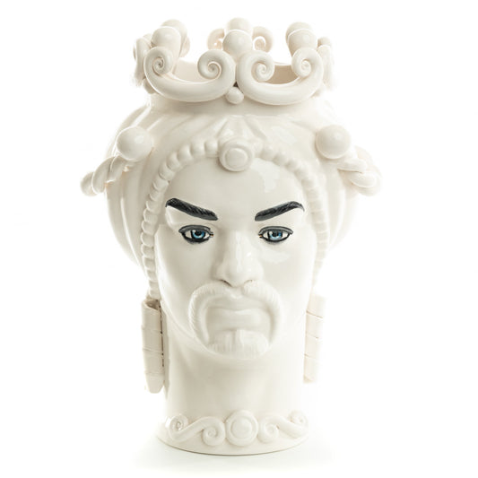 Schittone Modern Moro Moorish Head Blue Eyes, Schittone, ceramics, pottery, italian design, majolica, handmade, handcrafted, handpainted, home decor, kitchen art, home goods, deruta, majolica, Artisan, treasures, traditional art, modern art, gift ideas, style, SF, shop small business, artists, shop online, landmark store, legacy, one of a kind, limited edition, gift guide, gift shop, retail shop, decorations, shopping, italy, home staging, home decorating, home interiors, home decor ideas