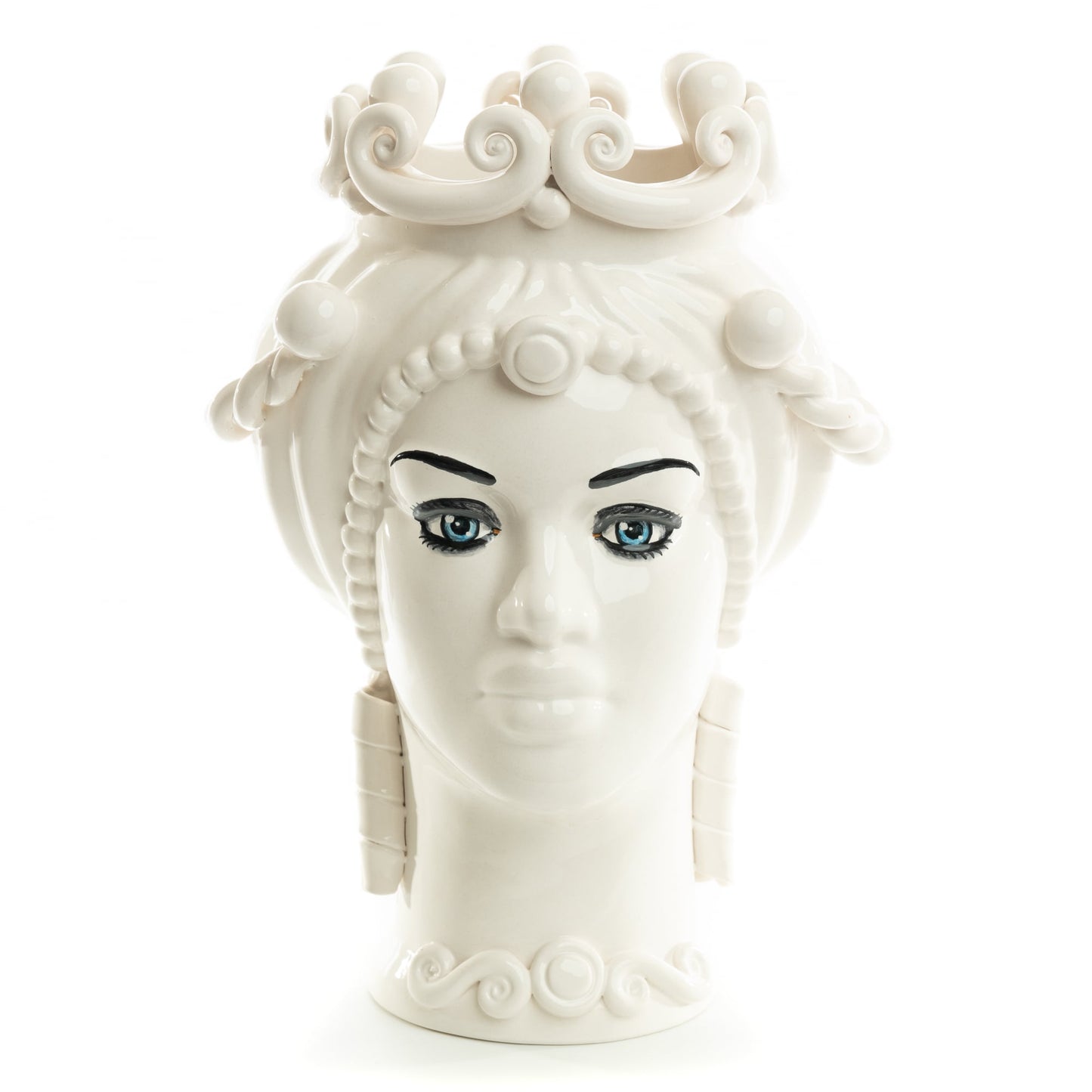 Schittone Modern Regina Moorish Head Blue Eyes, Schittone, ceramics, pottery, italian design, majolica, handmade, handcrafted, handpainted, home decor, kitchen art, home goods, deruta, majolica, Artisan, treasures, traditional art, modern art, gift ideas, style, SF, shop small business, artists, shop online, landmark store, legacy, one of a kind, limited edition, gift guide, gift shop, retail shop, decorations, shopping, italy, home staging, home decorating, home interiors, home decor ideas