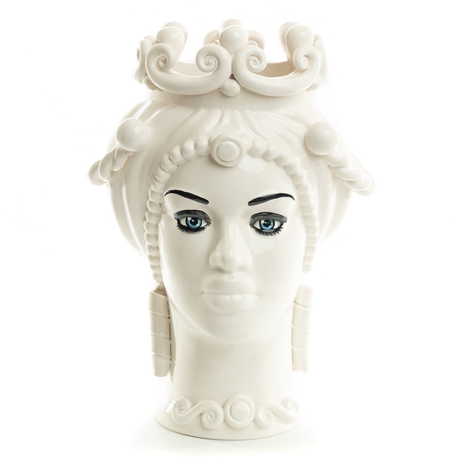 Schittone Modern Regina Moorish Head Blue Eyes, Schittone, ceramics, pottery, italian design, majolica, handmade, handcrafted, handpainted, home decor, kitchen art, home goods, deruta, majolica, Artisan, treasures, traditional art, modern art, gift ideas, style, SF, shop small business, artists, shop online, landmark store, legacy, one of a kind, limited edition, gift guide, gift shop, retail shop, decorations, shopping, italy, home staging, home decorating, home interiors, home decor ideas