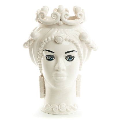 Schittone Modern Regina Moorish Head Blue Eyes, Schittone, ceramics, pottery, italian design, majolica, handmade, handcrafted, handpainted, home decor, kitchen art, home goods, deruta, majolica, Artisan, treasures, traditional art, modern art, gift ideas, style, SF, shop small business, artists, shop online, landmark store, legacy, one of a kind, limited edition, gift guide, gift shop, retail shop, decorations, shopping, italy, home staging, home decorating, home interiors, home decor ideas