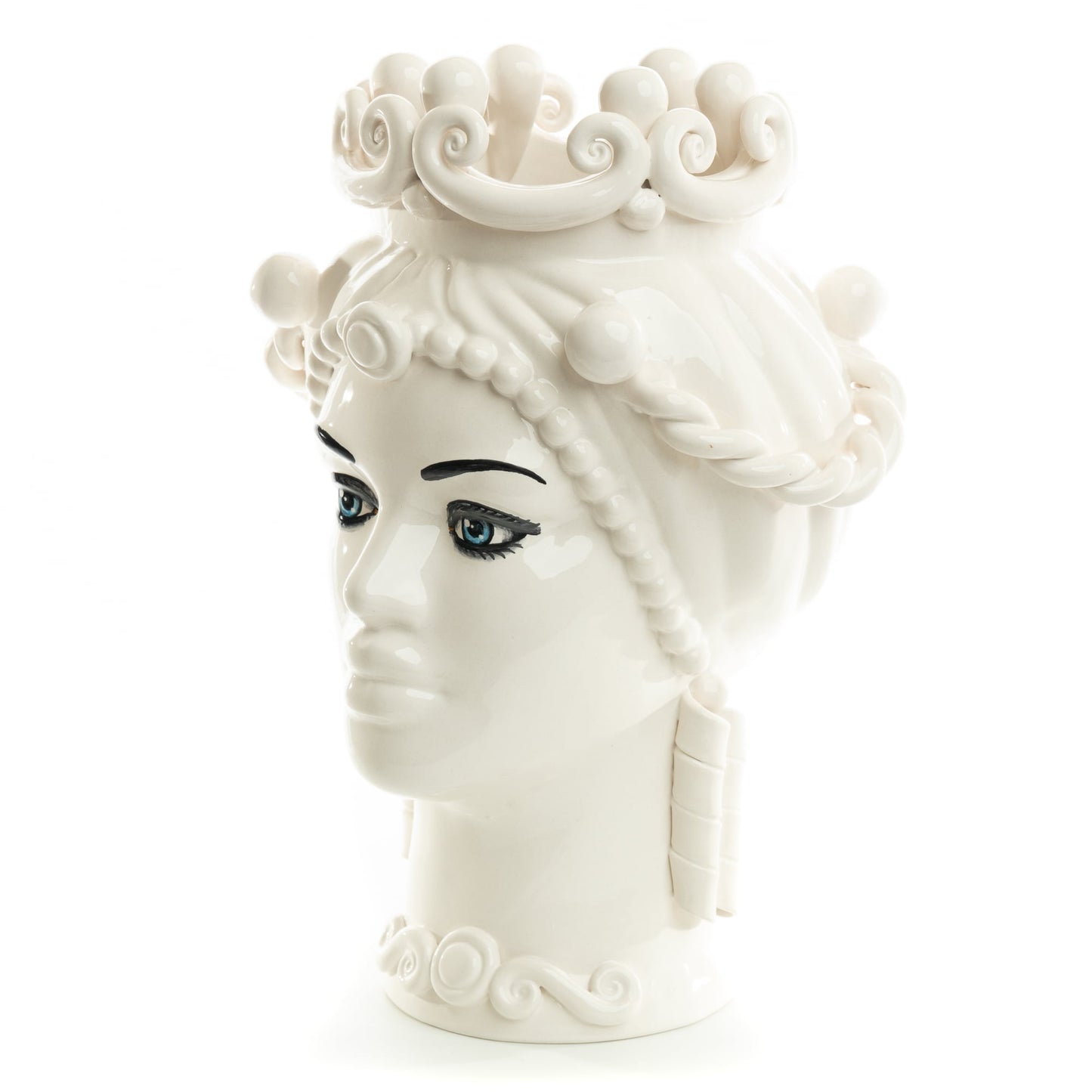 Schittone Modern Regina Moorish Head Blue Eyes, Schittone, ceramics, pottery, italian design, majolica, handmade, handcrafted, handpainted, home decor, kitchen art, home goods, deruta, majolica, Artisan, treasures, traditional art, modern art, gift ideas, style, SF, shop small business, artists, shop online, landmark store, legacy, one of a kind, limited edition, gift guide, gift shop, retail shop, decorations, shopping, italy, home staging, home decorating, home interiors, home decor ideas