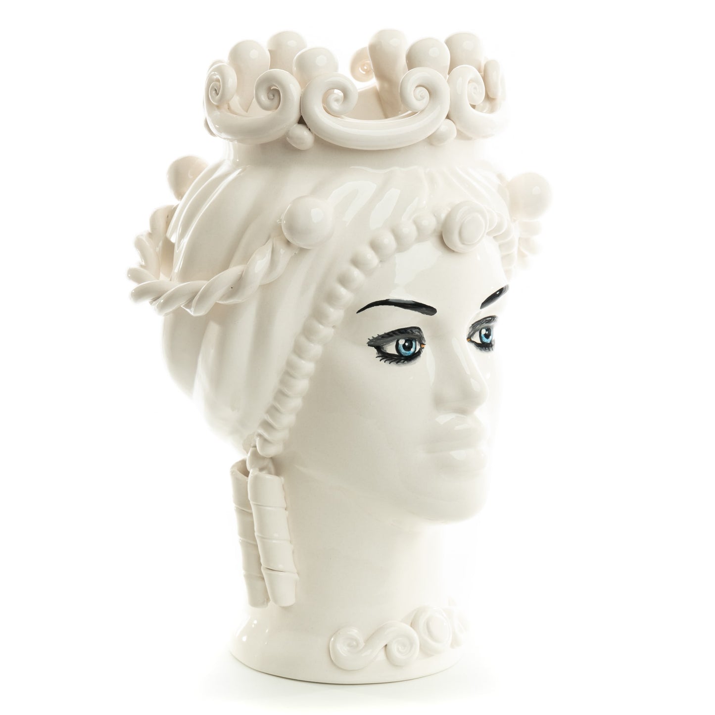 Schittone Modern Regina Moorish Head Blue Eyes, Schittone, ceramics, pottery, italian design, majolica, handmade, handcrafted, handpainted, home decor, kitchen art, home goods, deruta, majolica, Artisan, treasures, traditional art, modern art, gift ideas, style, SF, shop small business, artists, shop online, landmark store, legacy, one of a kind, limited edition, gift guide, gift shop, retail shop, decorations, shopping, italy, home staging, home decorating, home interiors, home decor ideas