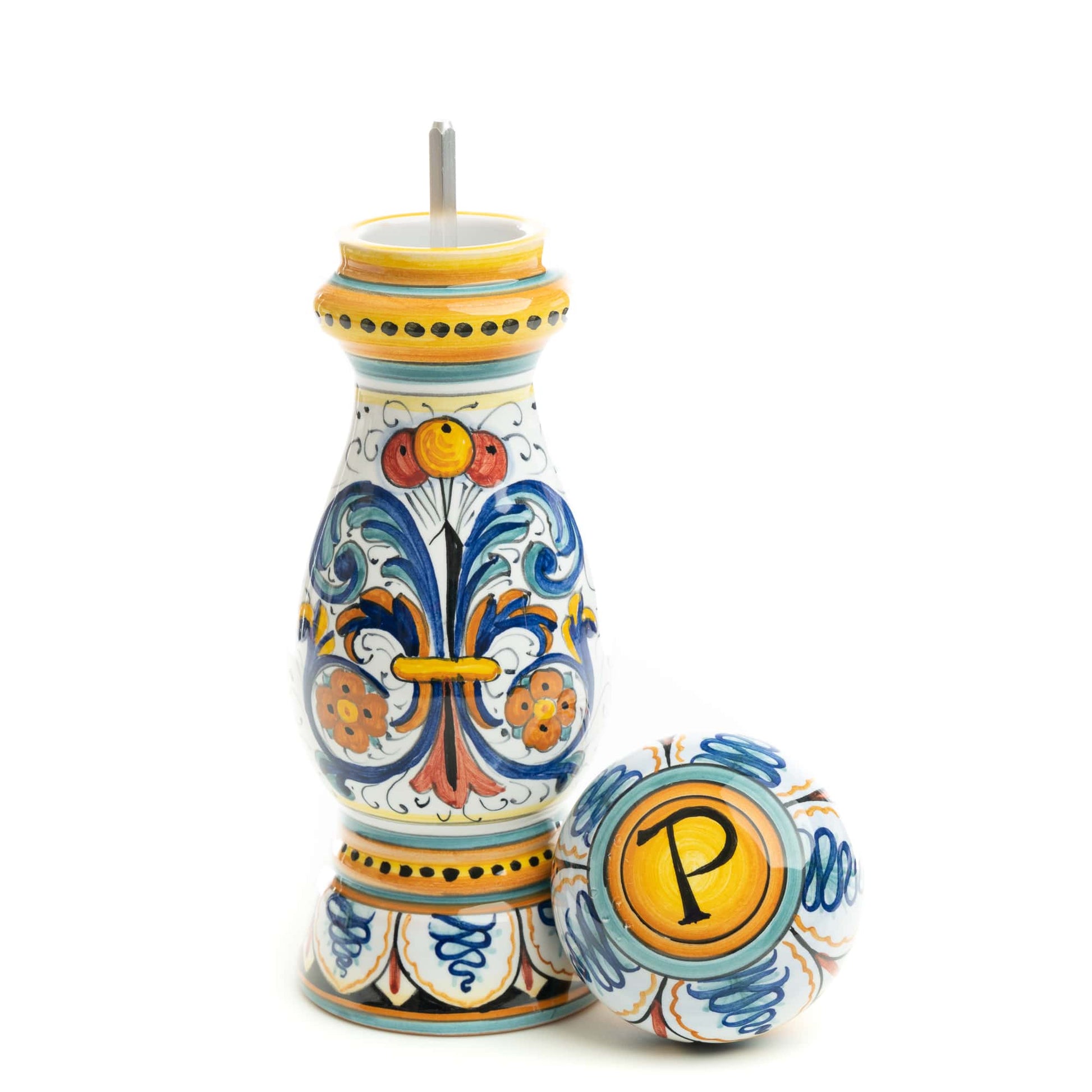 Ricco Deruta - Pepper Grinder, ceramics, pottery, italian design, majolica, handmade, handcrafted, handpainted, home decor, kitchen art, home goods, deruta, majolica, Artisan, treasures, traditional art, modern art, gift ideas, style, SF, shop small business, artists, shop online, landmark store, legacy, one of a kind, limited edition, gift guide, gift shop, retail shop, decorations, shopping, italy, home staging, home decorating, home interiors