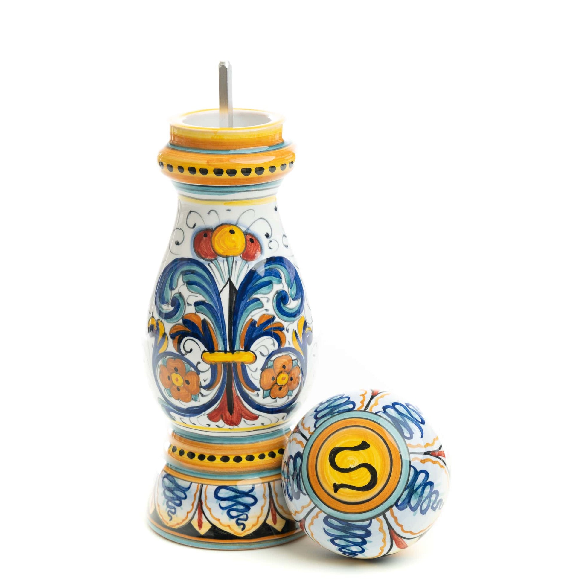 Ricco Deruta - Salt Grinder, ceramics, pottery, italian design, majolica, handmade, handcrafted, handpainted, home decor, kitchen art, home goods, deruta, majolica, Artisan, treasures, traditional art, modern art, gift ideas, style, SF, shop small business, artists, shop online, landmark store, legacy, one of a kind, limited edition, gift guide, gift shop, retail shop, decorations, shopping, italy, home staging, home decorating, home interiors