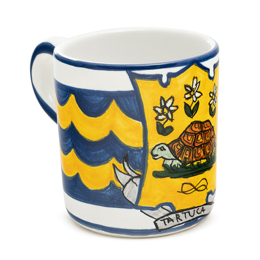 Contrade Turtle Design Mug, Contrade, ceramics, pottery, italian design, majolica, handmade, handcrafted, handpainted, home decor, kitchen art, home goods, deruta, majolica, Artisan, treasures, traditional art, modern art, gift ideas, style, SF, shop small business, artists, shop online, landmark store, legacy, one of a kind, limited edition, gift guide, gift shop, retail shop, decorations, shopping, italy, home staging, home decorating, home interiors