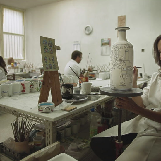 Susanna De Simone Santa Ornament Running, ceramics, pottery, italian design, majolica, handmade, handcrafted, handpainted, home decor, kitchen art, home goods, deruta, majolica, Artisan, treasures, traditional art, modern art, gift ideas, style, SF, shop small business, artists, shop online, landmark store, legacy, one of a kind, limited edition, gift guide, gift shop, retail shop, decorations, shopping, italy, home staging, home decorating, home interiors