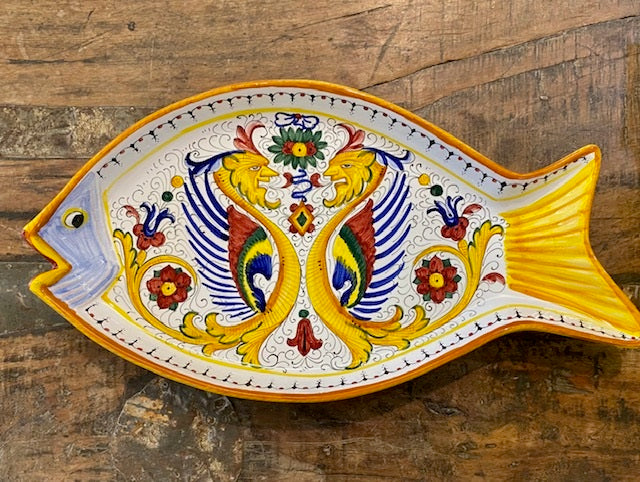 Raffaellesco Fish Platter, ceramics, pottery, italian design, majolica, handmade, handcrafted, handpainted, home decor, kitchen art, home goods, deruta, majolica, Artisan, treasures, traditional art, modern art, gift ideas, style, SF, shop small business, artists, shop online, landmark store, legacy, one of a kind, limited edition, gift guide, gift shop, retail shop, decorations, shopping, italy, home staging, home decorating, home interiors