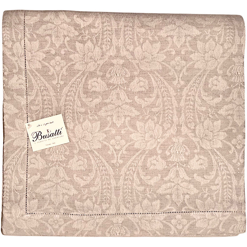 Busatti Tablecloth 68" x 98" Rectangular, Jacquard Linen - Grey
