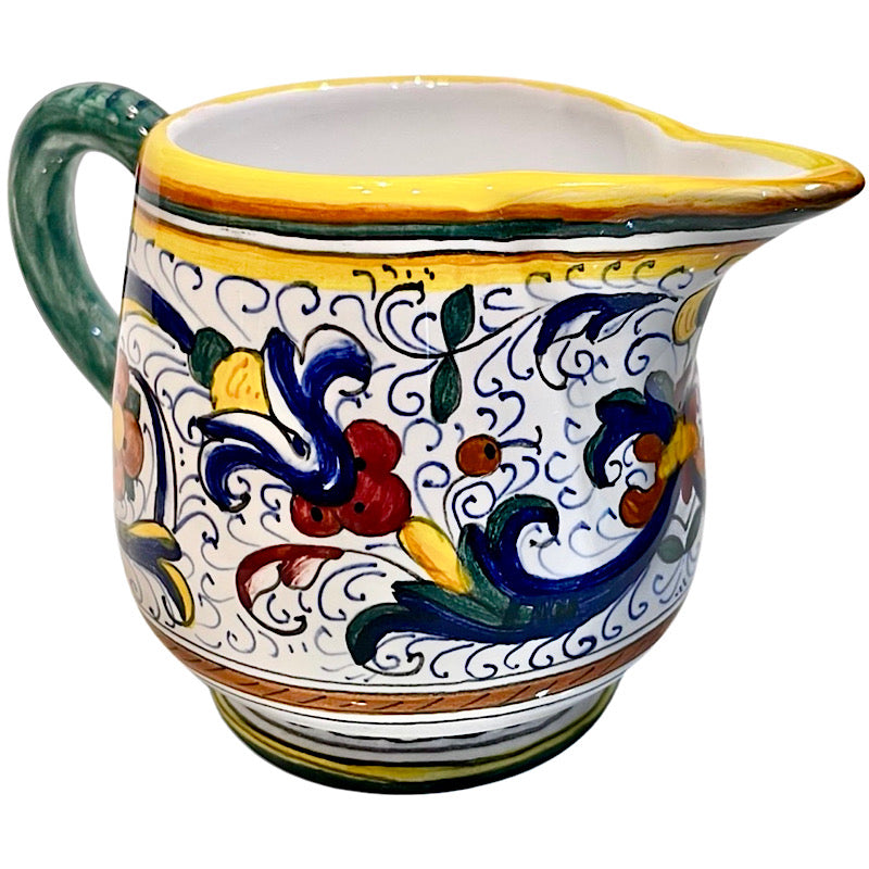 Ricco Deruta Creamer, Biordi dishes, Italian Ceramics, Italian Pottery, Majolica, ceramics, pottery, italian design, majolica, handmade, handcrafted, handpainted, home decor, kitchen art, home goods, deruta, majolica, Artisan, treasures, traditional art, modern art, gift ideas, style, SF, shop small business, artists, shop online, landmark store, legacy, one of a kind, limited edition, gift guide, gift shop, retail shop, decorations, shopping, italy, home staging, home decorating, home interiors