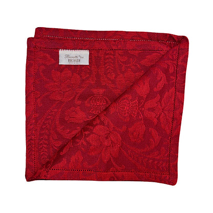 Busatti Napkin Set of 4, Jacquard Linen - Red, ceramics, pottery, italian design, majolica, handmade, handcrafted, handpainted, home decor, kitchen art, home goods, deruta, majolica, Artisan, treasures, traditional art, modern art, gift ideas, style, SF, shop small business, artists, shop online, landmark store, legacy, one of a kind, limited edition, gift guide, gift shop, retail shop, decorations, shopping, italy, home staging, home decorating, home interiors