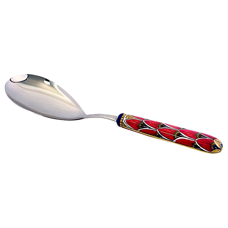 Red Peacock - Utensil Risotto Spoon, ceramics, pottery, italian design, majolica, handmade, handcrafted, handpainted, home decor, kitchen art, home goods, deruta, majolica, Artisan, treasures, traditional art, modern art, gift ideas, style, SF, shop small business, artists, shop online, landmark store, legacy, one of a kind, limited edition, gift guide, gift shop, retail shop, decorations, shopping, italy, home staging, home decorating, home interiors