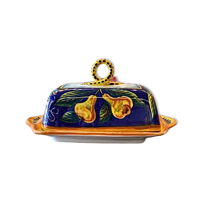 Collectible Majolica B-57 Butter Dish, ceramics, pottery, italian design, majolica, handmade, handcrafted, handpainted, home decor, kitchen art, home goods, deruta, majolica, Artisan, treasures, traditional art, modern art, gift ideas, style, SF, shop small business, artists, shop online, landmark store, legacy, one of a kind, limited edition, gift guide, gift shop, retail shop, decorations, shopping, italy, home staging, home decorating, home interiors