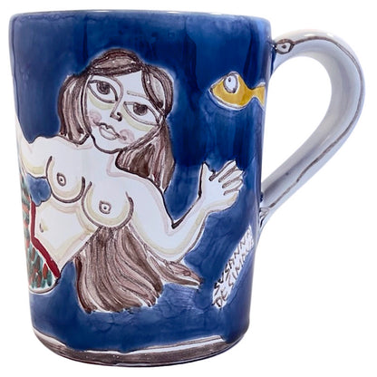 Mermaid Mug, ceramics, pottery, italian design, majolica, handmade, handcrafted, handpainted, home decor, kitchen art, home goods, deruta, majolica, Artisan, treasures, traditional art, modern art, gift ideas, style, SF, shop small business, artists, shop online, landmark store, legacy, one of a kind, limited edition, gift guide, gift shop, retail shop, decorations, shopping, italy, home staging, home decorating, home interiors